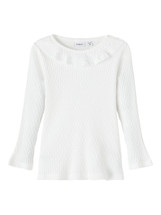 Flora white Slim Long Sleeve Top With Collar