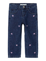 Rose Heart embroidered Dark Blue Jeans