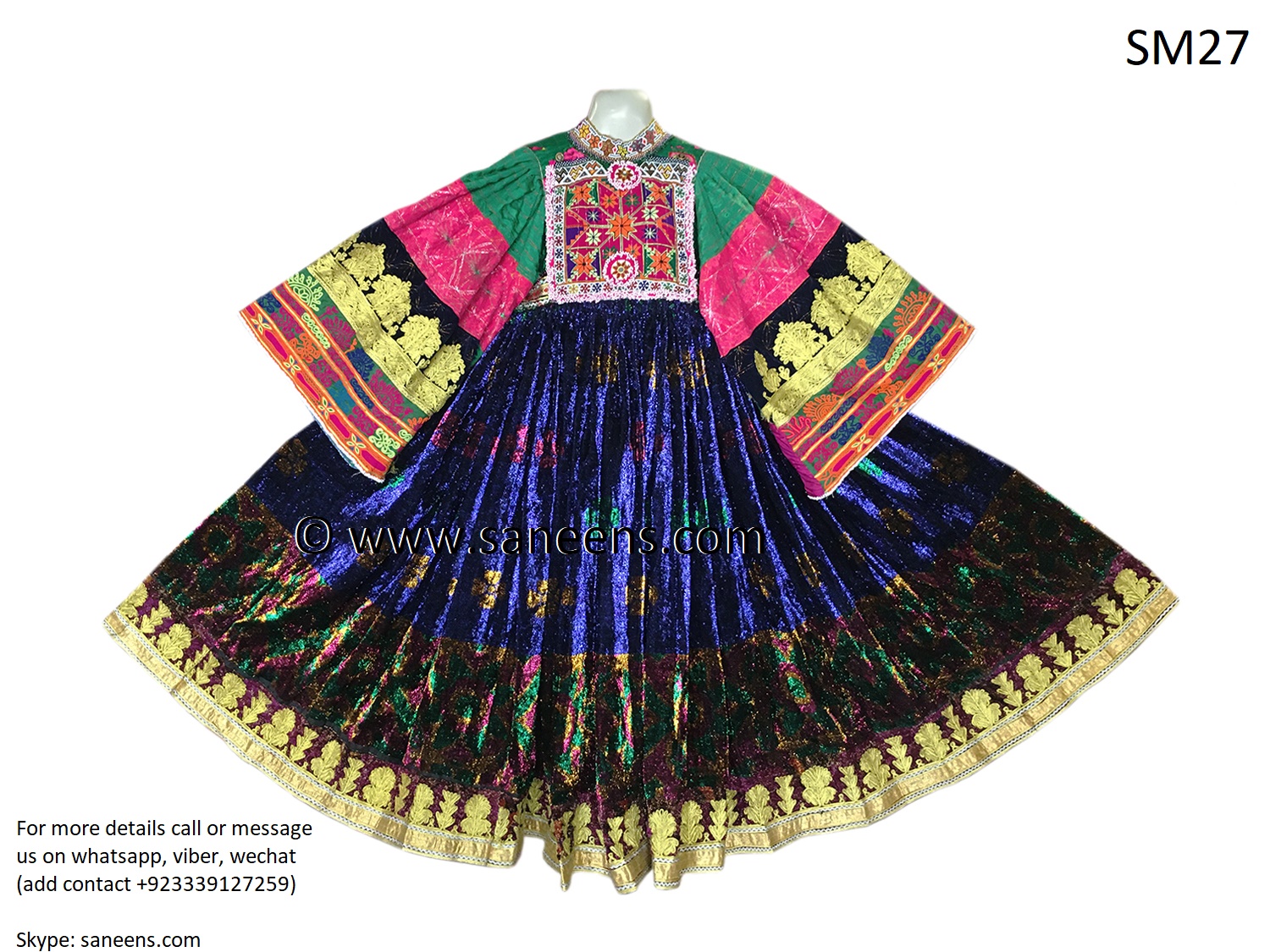 Afghan Tribe/Nomadic Women Kuchi Elegance Multi-Color Charma Dozi Velvet Dresses 