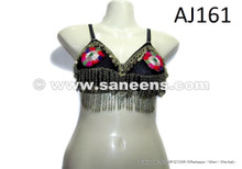 afghan kuchi tribal bra with chains and handmade medallions 