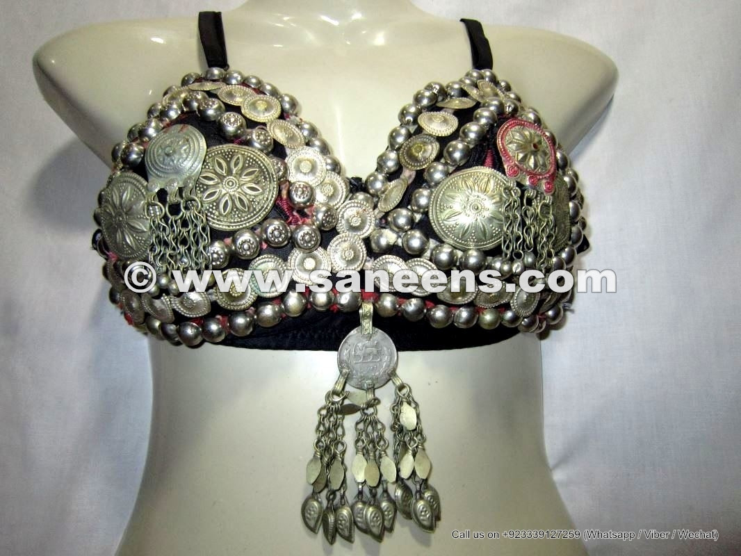 Belly Dance Jeweled Bra Top with Turquoise Charm