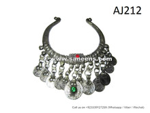 afghan kuchi necklaces chokers with coins stones