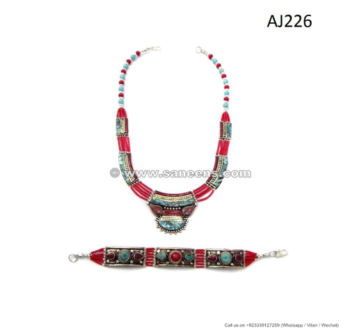 nepal tribal handmade necklaces bracelets with stones