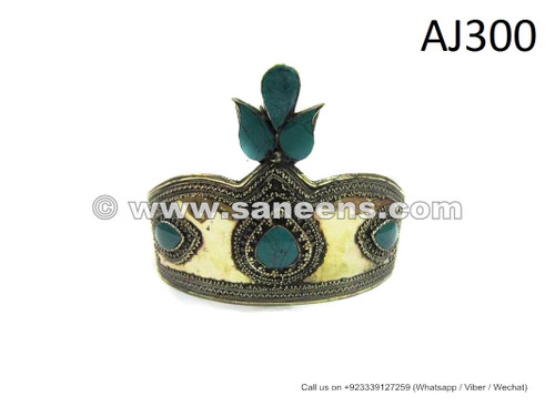 afghan muslim pashtun wedding dance crowns with turquoise stones