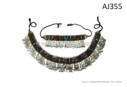 afghan kuchi handmade belts necklaces set