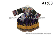 Tribal Nomad Velvet Couture Afghan Vintage Costume In Dark Violet Color