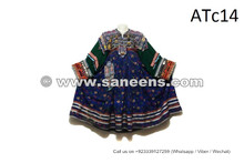Gypsy Wedding Event Flower Clothes Tribal Art Coins Frock In Blue Color