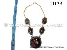 afghan jewelry necklace with agate gemstone