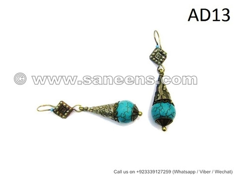 kuchi afghan wholesale jewelry earrings in turquoise stone