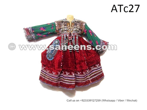 balochi tribal long frock with coins and beads work