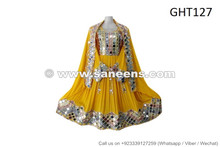 afghan fashion dress in yellow color