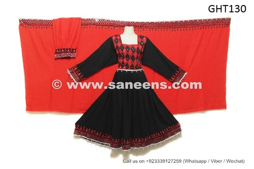 afghan dress in black and red color