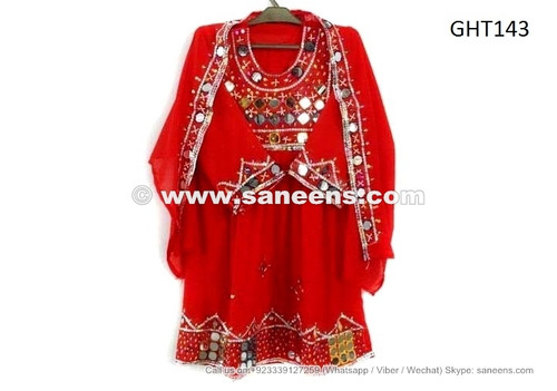 afghan kids dress in red color