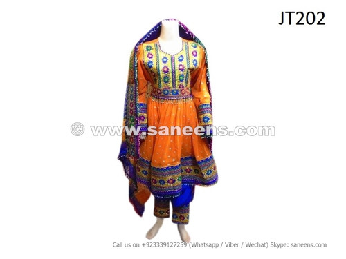 afghan dress in orange color