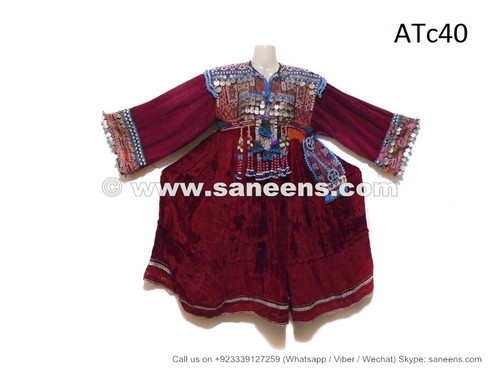 afghan kuchi ethnic dress with coins and beads work