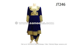 afghan dress in blue velvet