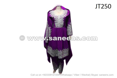 afghan pashtun dress in purple color