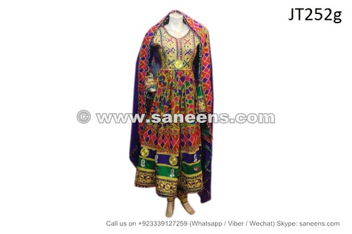 afghan dress multicolor choli fabric 