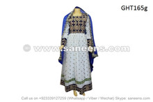 afghan fashion gown in white color