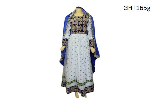 afghan fashion gown in white color