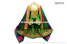 afghan kuchi pashtun bridal clothes in green color