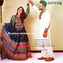 afghan clothes, afghani dress new style in teal color