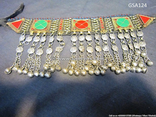 afghan jewelry, kuchi tribal choker, bellydance ethnic necklace