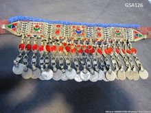 afghan kuchi choker, handmade tribal necklace, bellydance jewelry