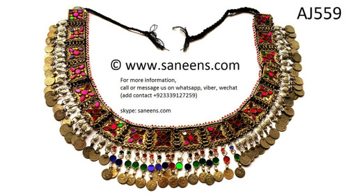 afghan jewelry, kuchi belt with coins