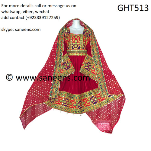 New afghan fashion dress in red color