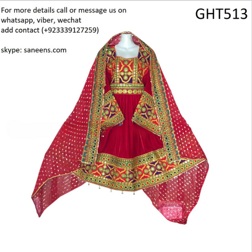 New afghan fashion dress in red color