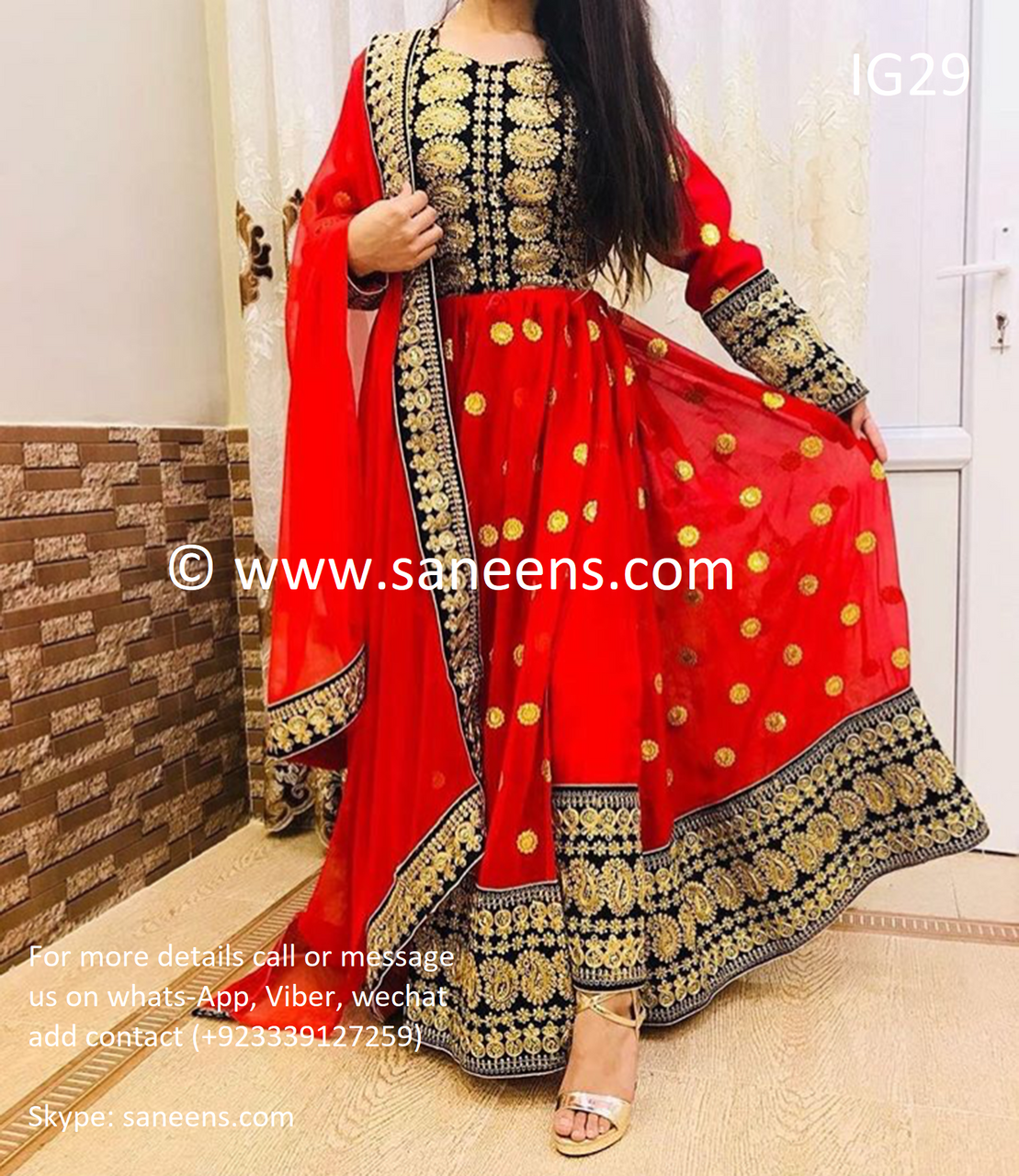New afghan tradition kuchi type suit in red color with hard embroidery ...