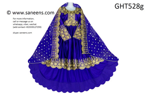 afghan clothes, afghani high low design blue dress