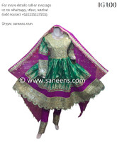 New saneens pathani frock in green color