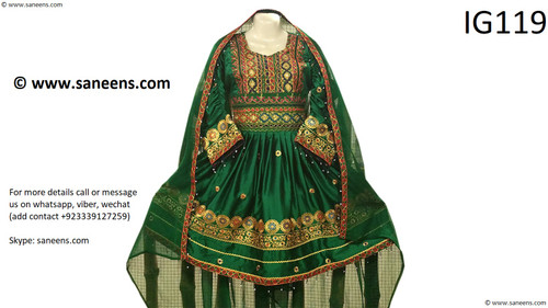 New afghan women clothes in green color