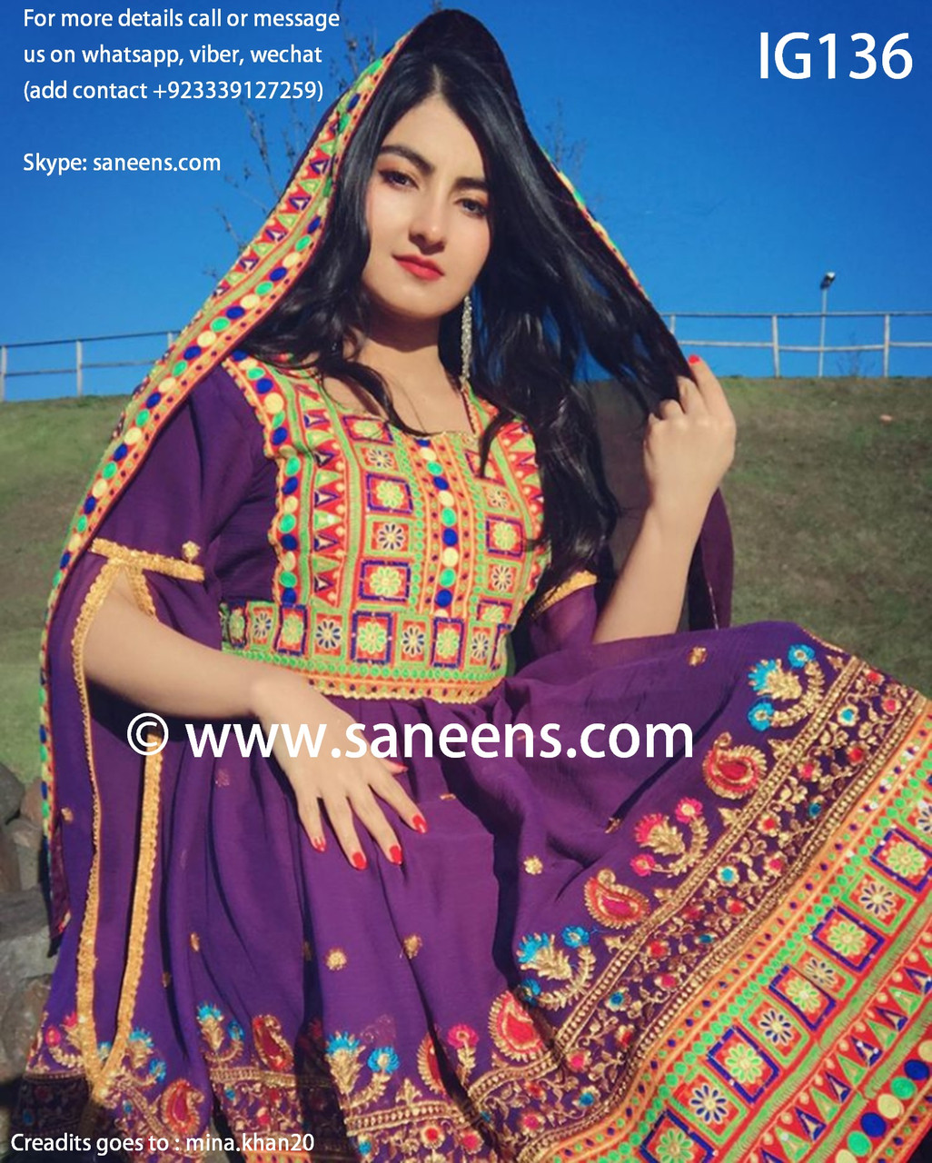 New afghan fashion kuchi style embroidery work simple dress in purple ...