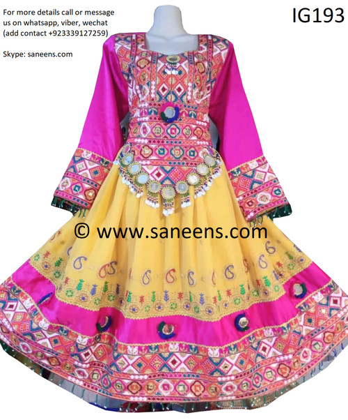 New Afghan traditional yellow color latest designs dress