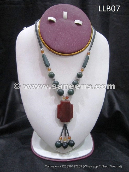 afghan jade and agate stone necklace