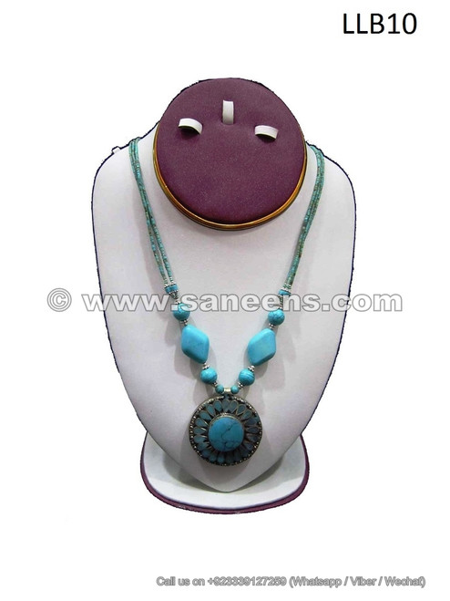 afghanistan turquoise stone necklace