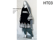 afghan clothes in black color, kabul bridal dress