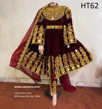 Buy Afghani Style Fashion Clothes Online New Season Sale In Red Velvet
