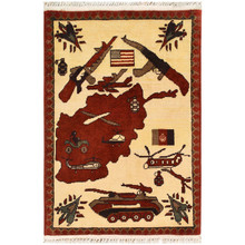 Pictorial War Rug, Afghanistan, Woolen, Hand Made