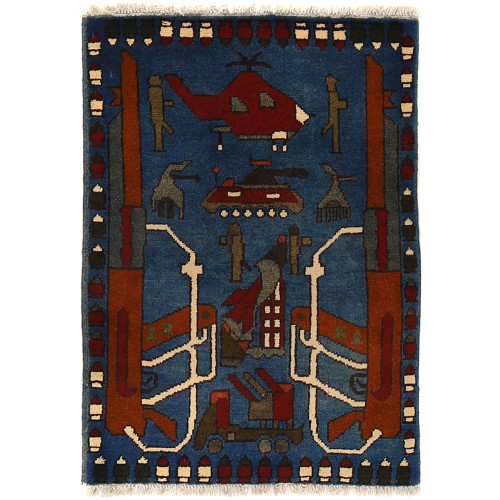 Afghanistan, Woolen, Hand Made, Pictorial War Rug