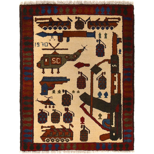 Hand Made, Pictorial War Rug, Afghanistan, Woolen, 