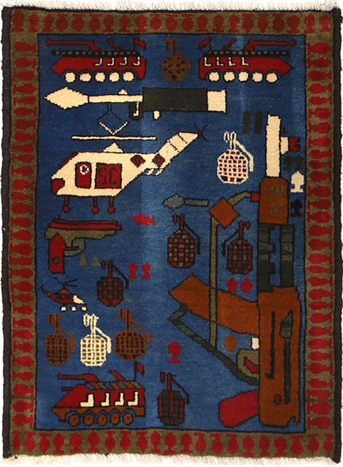 Afghanistan, Pashtun, Blue war rug, Hand-knotted