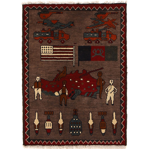 Hand knotted, Afghan rugs, Woolen war rug,  Afghanistan, Pashtun tribe, Afghan & America Fag