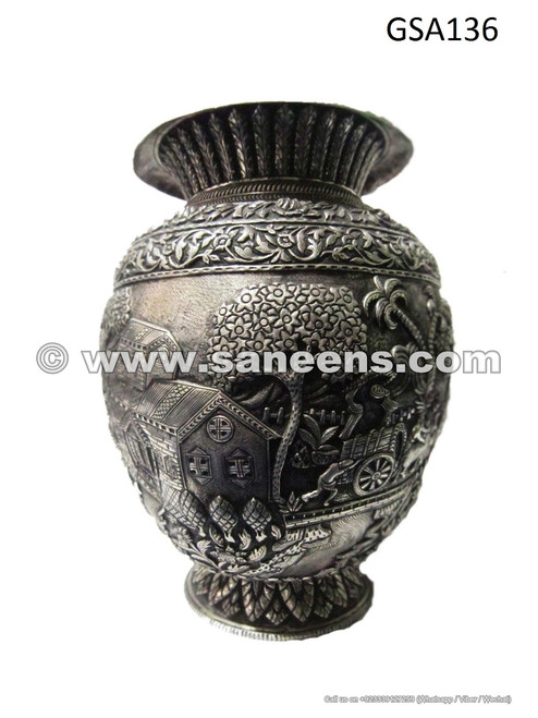 genuine afghan silver metal antique vase artifact