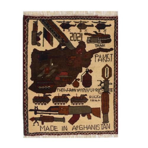 Woolen war rug, hand knotted, Afghanistan, Pashtun tribe, Taliban rugs