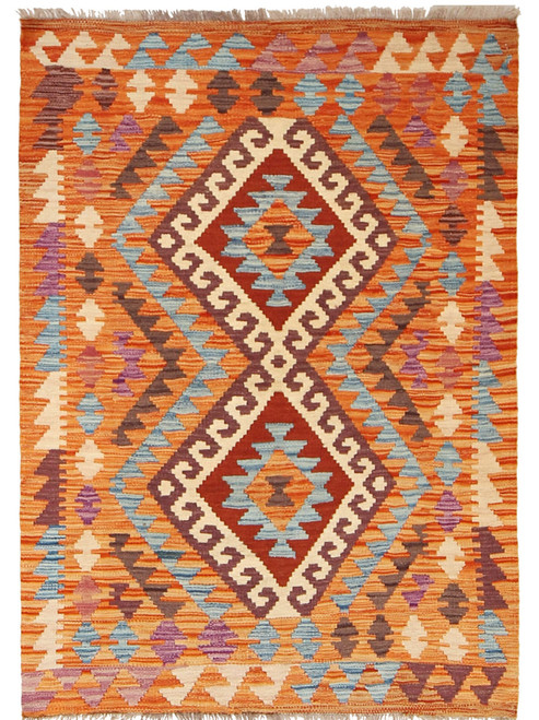 Afghan Chobi Kilim Wool Area Rug By Afghan Artisan