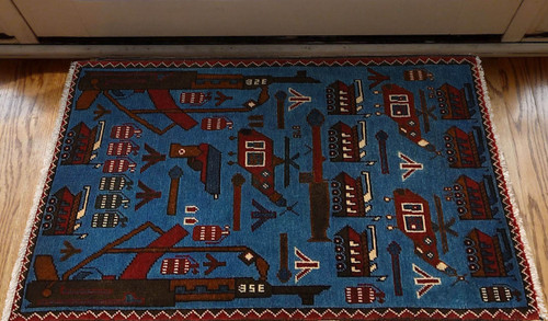 Afghan rug, Afghan war history rug, Afghan culture rug, 